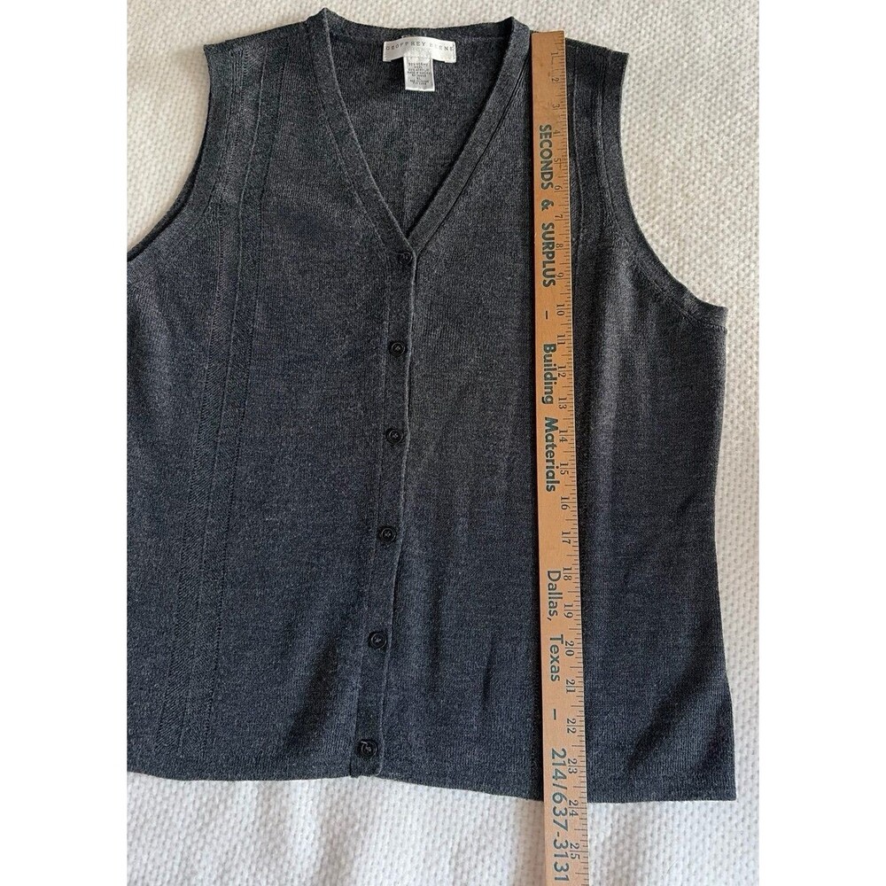 Geoffrey Beene Sport Gray Sleeveless Sweater Vest Size XL Merino Wool Blend - Picture 3 of 5